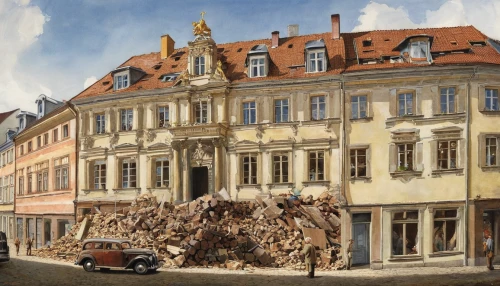 dresden,debris,unterer marktplatz,old town house,blauhaus,würzburg residence,destroyed houses,facade painting,nikolaiviertel,benz and co in mannheim,town house,baroque building,market place,new-ulm,demolition work,kefermarkt,building rubble,sigmaringen,czech budejovice,münsterplatz,Illustration,Abstract Fantasy,Abstract Fantasy 11