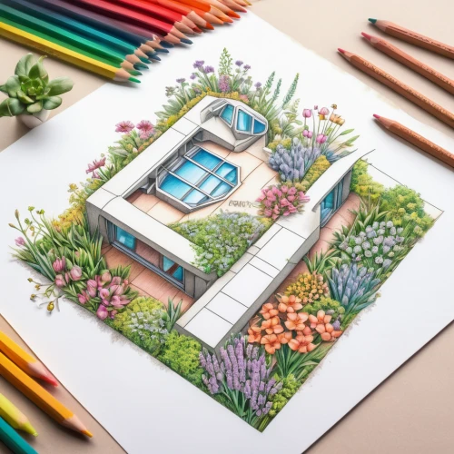 miniature house,colourful pencils,small house,color pencil,little house,house drawing,color pencils,watercolor pencils,colour pencils,coloured pencils,summer cottage,colored pencils,small cabin,house painting,flower box,cubic house,houseboat,house in the forest,colored pencil background,inverted cottage,Unique,Design,Knolling