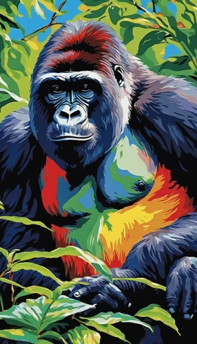 gorilla,orangutan,kong,ape,uganda,gorilla soldier,tropical animals,uakari,bonobo,great apes,silverback,congo,orang utan,primate,aaa,green congo,tarzan,gibbon 5,uganda kob,patrol,Art,Artistic Painting,Artistic Painting 04
