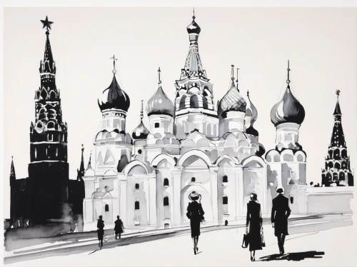 the kremlin,kremlin,the red square,red square,saint basil's cathedral,basil's cathedral,moscow 3,moscow,moscow city,church towers,church painting,cathedral,ink painting,russia,drawing course,khokhloma painting,leningrad,saint petersbourg,gothic church,st petersburg,Art,Artistic Painting,Artistic Painting 24