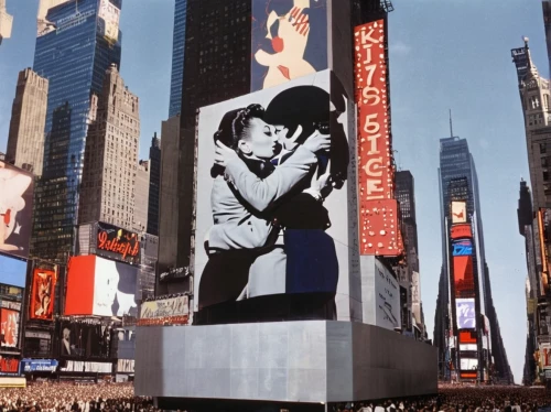 time square,times square,cool pop art,vintage couple silhouette,billboard advertising,kissing,electronic signage,popart,honeymoon,photomontage,pop art people,big apple,led display,modern pop art,first kiss,vintage man and woman,pop art style,pop art effect,newyork,advertising campaigns,Conceptual Art,Sci-Fi,Sci-Fi 10