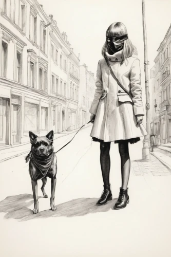 girl with dog,leash,boy and dog,dog illustration,walking dogs,dog walker,dog leash,toy manchester terrier,dog walking,the french bulldog,companion dog,dog street,dog drawing,street dogs,pencil drawings,french bulldog,leashed,woman walking,camera illustration,dog frame,Photography,Fashion Photography,Fashion Photography 05