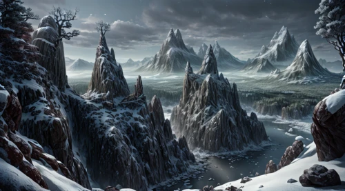 northrend,fantasy landscape,ice castle,ice landscape,snowy mountains,ice planet,snow mountains,mountainous landscape,snowy peaks,winter landscape,fantasy picture,karst landscape,mountain settlement,snow landscape,mountain landscape,mountains snow,winter forest,elven forest,the landscape of the mountains,thermokarst