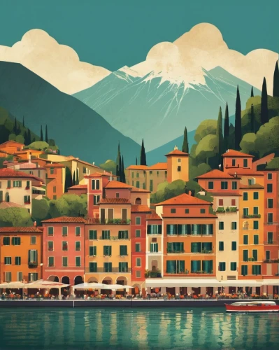 lombardy,portofino,travel poster,italy,liguria,italian painter,camogli,bellagio,ticino,lake como,world digital painting,italia,malcesine,lake garda,mediterranean,ascona,tuscan,genoa,french digital background,italy liguria,Conceptual Art,Daily,Daily 20