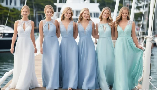 bridal party dress,wedding dresses,wedding dress train,bridesmaid,yachts,bridal clothing,portofino,shades of blue,dresses,on a yacht,quinceanera dresses,women's clothing,pastels,pastel colors,women's closet,celtic woman,debutante,women clothes,leg dresses,dress shop,Illustration,Realistic Fantasy,Realistic Fantasy 19