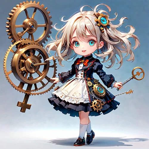 steampunk gears,steampunk,clockmaker,kantai collection sailor,cogs,delta sailor,chibi girl,alice,kantai,mechanical,sextant,inventor,poi,cogwheel,sailor,ferry,gears,clockwork,umiuchiwa,watchmaker,Anime,Anime,General
