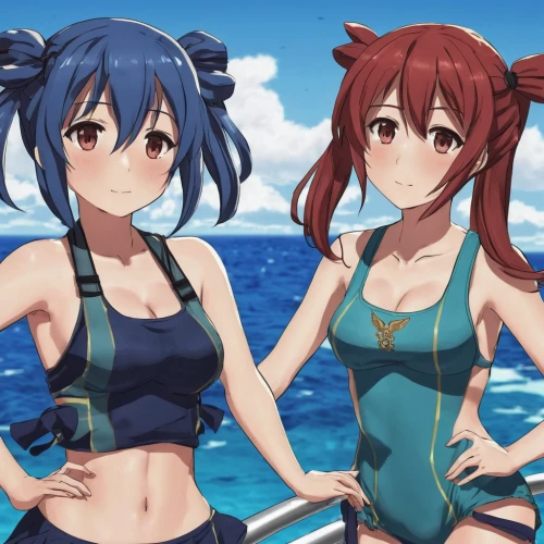 kawaii people swimming,kantai,at sea,ocean background,water sports,sea scouts,kantai collection sailor,sanya,beach goers,summer swimsuit,water sport,honolulu,hiyayakko,summer clothing,tankini,seafaring,ferry,underwater background,water fight,two dolphins,Illustration,Black and White,Black and White 12