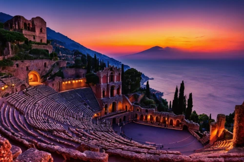 taormina,ancient theatre,positano,campania,sicily,italy,greece,italy colosseum,amalfi coast,amalfi,roman theatre,sorrento,open air theatre,aeolian islands,amphitheatre,theatrical scenery,greek islands,greek island,amphitheater,italia,Conceptual Art,Daily,Daily 02