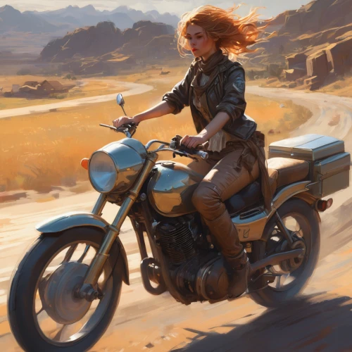 motorcycle,motorbike,motorcyclist,motorcycles,merida,motorcycling,transistor,biker,cafe racer,motorcycle tour,ride out,sand road,nomad,motor-bike,ride,girl on the dune,rider,heavy motorcycle,sci fiction illustration,motorcycle racer,Conceptual Art,Fantasy,Fantasy 01