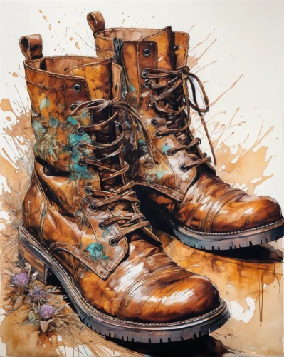 leather hiking boots,steel-toed boots,steel-toe boot,women's boots,nicholas boots,patina,shoe repair,mountain boots,cowboy boot,boot,shoemaking,walking boots,leather shoe,motorcycle boot,cordwainer,leather boots,shoemaker,brown leather shoes,hiking boot,trample boot,Illustration,Paper based,Paper Based 13