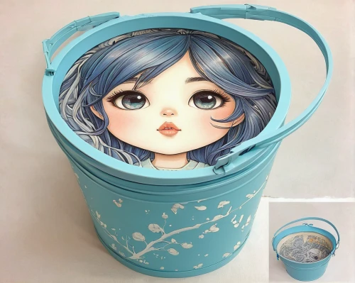 tea tin,water cup,bucket,coffee cup sleeve,baking cup,facial tissue holder,coin purse,sand bucket,piko,coffee tumbler,pencil case,waste container,milk container,blue coffee cups,cd case,recycling bin,wooden bucket,watering can,trash can,furikake,Illustration,Japanese style,Japanese Style 15