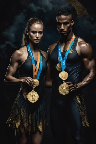 olympic medals,golden medals,olympic gold,medals,rio 2016,gold medal,fitness and figure competition,the sports of the olympic,2016 olympics,rio olympics,gold laurels,black couple,strength athletics,track and field athletics,athletes,bronze,record olympic,bronze medal,striking combat sports,summer olympics 2016,Conceptual Art,Fantasy,Fantasy 34