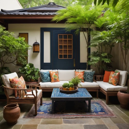 garden design sydney,patio,outdoor furniture,spanish tile,patio furniture,courtyard,japanese-style room,landscape designers sydney,outdoor sofa,porch swing,landscape design sydney,porch,moroccan pattern,cabana,inside courtyard,majorelle blue,japanese garden ornament,zen garden,outdoor table and chairs,sitting room,Art,Artistic Painting,Artistic Painting 25