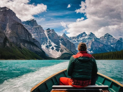 maligne lake,canadian rockies,moraine lake,lake moraine,canoeing,floating over lake,jasper national park,kayaking,banff national park,bow lake,lake minnewanka,banff alberta,kayaker,lake louise,floating on the river,emerald lake,boat landscape,british columbia,the spirit of the mountains,banff,Illustration,Paper based,Paper Based 12