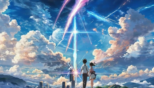 the pillar of light,violet evergarden,electric arc,sky,ascension,lightning,薄雲,beacon,arc,cg artwork,would a background,beam of light,heaven gate,background image,force of nature,fantasy picture,beam,god rays,heavenly ladder,libra,Conceptual Art,Oil color,Oil Color 24