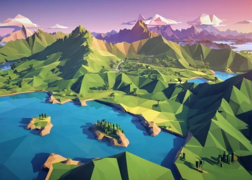 mountain world,floating islands,an island far away landscape,mountainous landforms,low poly,low-poly,giant mountains,panoramical,archipelago,islands,virtual landscape,mountain plateau,peninsula,mountains,mountainous landscape,continent,terraforming,fjord,monkey island,fjords,Unique,3D,Low Poly