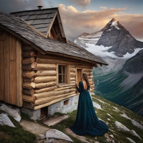 mountain hut,alpine hut,mountain huts,fantasy picture,house in mountains,the cabin in the mountains,mountain settlement,the spirit of the mountains,mountain scene,house in the mountains,matterhorn,alpine village,high alps,snow house,the alps,wooden hut,bernese alps,log home,mountain spirit,alps,Photography,Artistic Photography,Artistic Photography 14