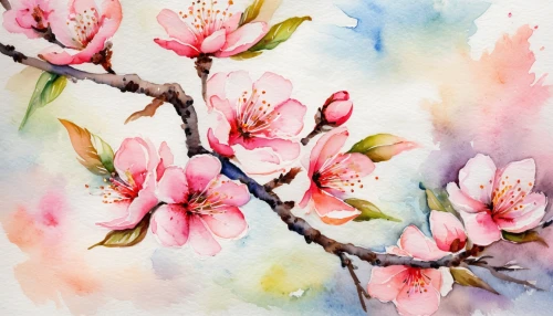 watercolor floral background,watercolor flowers,watercolour flowers,blossoming apple tree,apple blossoms,watercolor background,watercolor flower,apple blossom branch,almond blossoms,watercolour flower,flower painting,peach blossom,apricot blossom,japanese floral background,watercolor painting,plum blossoms,apple blossom,watercolor paint,almond blossom,peach tree,Illustration,Paper based,Paper Based 24