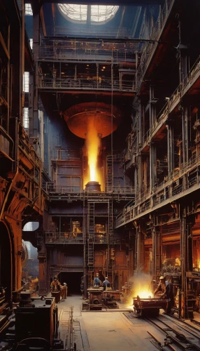 steel mill,metallurgy,foundry,steelworker,industrial landscape,factories,industries,industrial plant,manufacturing,manufactures,manufacture,heavy water factory,industry,smelting,industrial,industrial hall,industrial smoke,factory,steel construction,industrial security,Art,Classical Oil Painting,Classical Oil Painting 42
