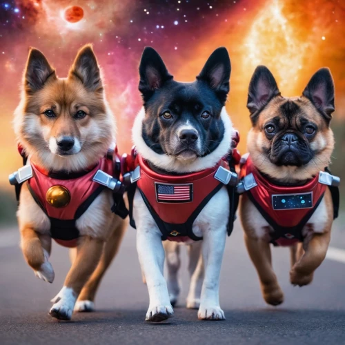 french bulldogs,corgis,guardians of the galaxy,mission to mars,space travel,rescue dogs,flying dogs,three dogs,scotty dogs,astro,space tourism,astronauts,space walk,british bulldogs,space ships,color dogs,space voyage,boston terrier,dog photography,three stars,Conceptual Art,Sci-Fi,Sci-Fi 30