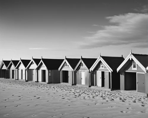 beach huts,knokke,beach hut,sylt,cube stilt houses,huts,amrum,floating huts,busselton,muizenberg,texel,zingst,henne strand,stilt houses,beach house,dunes house,wooden houses,westerhever,ameland,coastal protection,Photography,Black and white photography,Black and White Photography 11