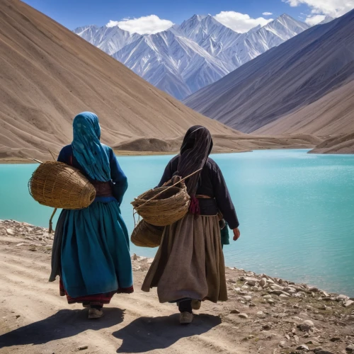 the pamir highway,the pamir mountains,nomadic people,pamir,xinjiang,nomadic children,ladakh,tibet,fetching water,nomads,in xinjiang,everest region,monks,afghanistan,pilgrims,goatherd,prayer wheels,peruvian women,turpan,river of life project,Art,Classical Oil Painting,Classical Oil Painting 28