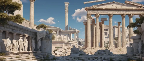 ancient city,ephesus,pompeii,the ancient world,acropolis,caesar palace,pillars,roman columns,marble palace,necropolis,ancient rome,artemis temple,columns,greek temple,ancient greek temple,trajan's forum,rome 2,celsus library,roman ruins,ruins,Conceptual Art,Fantasy,Fantasy 23