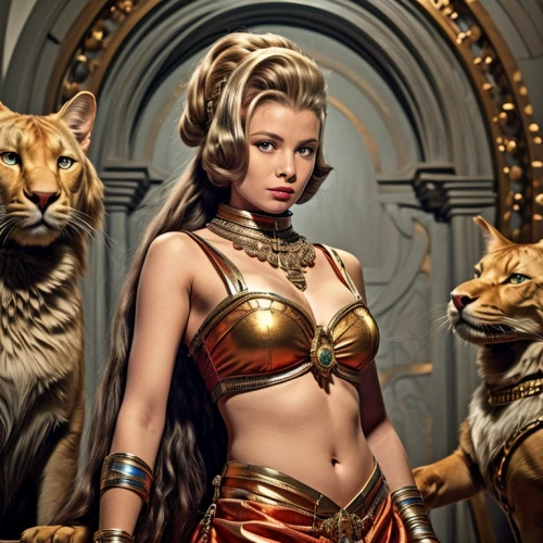cleopatra,she feeds the lion,ancient egyptian girl,pharaoh,lioness,pharaohs,pharaonic,female warrior,fantasy woman,warrior woman,athena,egyptian,ancient egyptian,gold jewelry,lion - feline,zodiac sign leo,oriental princess,priestess,fantasy art,zodiac sign libra