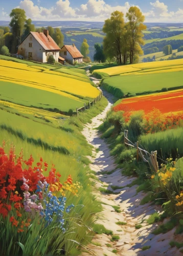 rural landscape,home landscape,farm landscape,meadow landscape,vegetables landscape,countryside,yellow grass,tulips field,flower field,landscape,blooming field,landscape background,poppy fields,provence,springtime background,cultivated field,nature landscape,green landscape,landscape nature,dutch landscape,Illustration,Vector,Vector 07