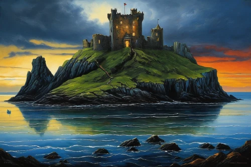 castle of the corvin,ruined castle,knight's castle,castle bran,water castle,castel,summit castle,templar castle,dunun,kings landing,kilbraur,castleguard,scottish folly,island of fyn,castles,castle,fantasy picture,ghost castle,gold castle,medieval castle,Illustration,Realistic Fantasy,Realistic Fantasy 34