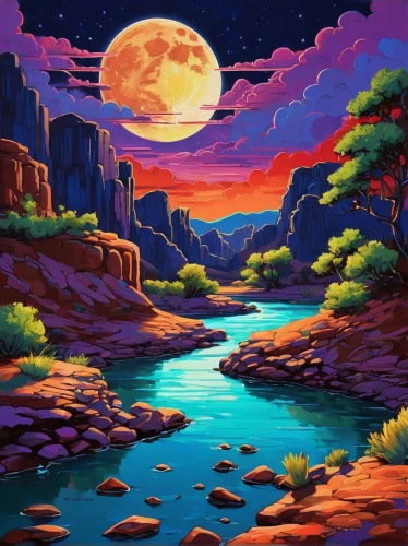 moon valley,valley of the moon,purple landscape,desert landscape,lunar landscape,river landscape,fantasy landscape,moonrise,canyon,desert desert landscape,moonscape,landscape background,moonlit night,fairyland canyon,nature landscape,world digital painting,futuristic landscape,mountain river,mountain landscape,high landscape,Conceptual Art,Daily,Daily 24