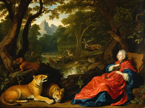 girl with dog,hunting scene,landseer,boy and dog,woman at the well,robert duncanson,st. bernard,chamois with young animals,ritriver and the cat,the annunciation,kennel club,animals hunting,hanover hound,apollo and the muses,longhaired whippet,st bernard,forest landscape,woodland animals,she feeds the lion,canidae,Art,Classical Oil Painting,Classical Oil Painting 37