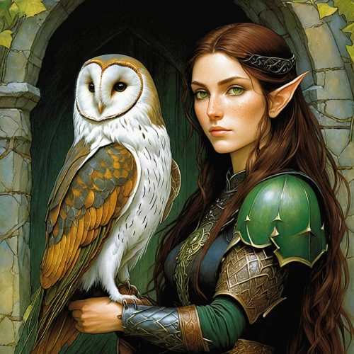 heroic fantasy,fantasy portrait,fantasy art,falconer,owl,elven,owl art,fantasy picture,gryphon,sparrow owl,owl-real,owlet,fantasy woman,owl eyes,druid,bird of prey,falconry,owl nature,harpy,celtic queen,Illustration,Realistic Fantasy,Realistic Fantasy 04