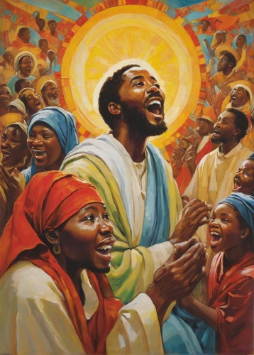 pentecost,gospel,gospel music,sermon,church painting,disciples,sacred art,birth of christ,christ feast,kendrick lamar,praise,prophet,contemporary witnesses,twelve apostle,preachers,hallelujah,holy supper,rejoicing,son of god,benediction of god the father,Illustration,Retro,Retro 03