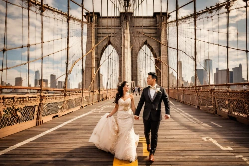 brooklyn bridge,wedding photography,wedding photo,wedding frame,wedding photographer,pre-wedding photo shoot,manhattan bridge,vintage couple silhouette,wedding couple,golden bridge,love bridge,golden weddings,just married,harbor bridge,portrait photographers,suspension bridge,beautiful couple,newlyweds,vintage man and woman,bride and groom,Illustration,Realistic Fantasy,Realistic Fantasy 13