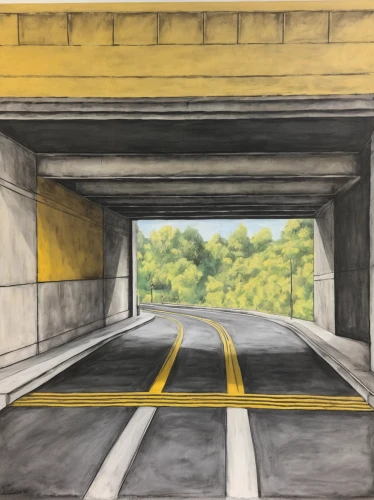 underpass,colored pencil background,roadway,highway bridge,tunnel,overpass,slide tunnel,empty road,roads,road bridge,the road,color pencil,illinois,road to nowhere,watercolor background,highway,road work,fresh painting,interstate,the side of the road,Illustration,Retro,Retro 04