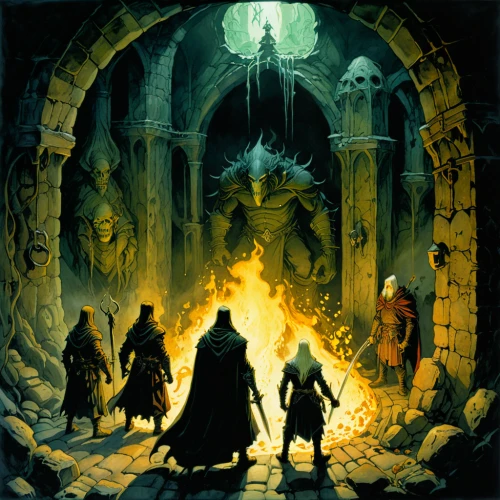 hall of the fallen,dungeons,dungeon,game illustration,heroic fantasy,prejmer,wizards,guards of the canyon,druids,fantasy picture,gauntlet,monks,games of light,crypt,advisors,portal,fantasy art,pilgrimage,clergy,underworld,Illustration,Realistic Fantasy,Realistic Fantasy 04