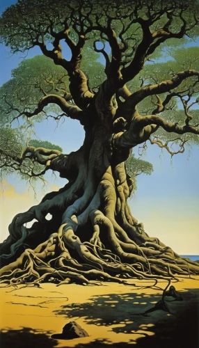 oak tree,baobab oil,bodhi tree,celtic tree,tree of life,the roots of trees,argan tree,fig tree,flourishing tree,dragon tree,rosewood tree,the japanese tree,old gnarled oak,olive tree,tree and roots,the branches of the tree,gnarled,oak,roots,elm tree,Art,Artistic Painting,Artistic Painting 20