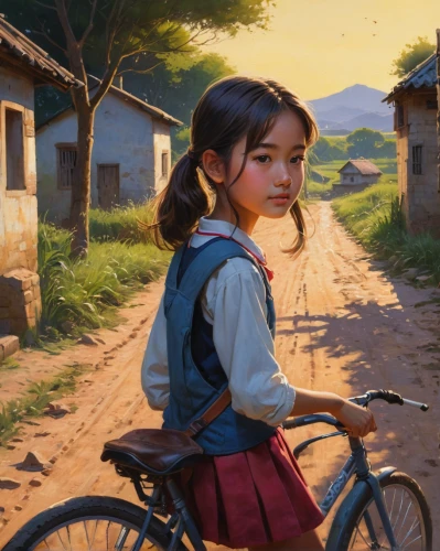 vietnam,vietnamese woman,little girl in wind,girl with a wheel,bicycle,vietnam's,girl with bread-and-butter,world digital painting,bicycle ride,village life,woman bicycle,young girl,vietnam vnd,girl studying,rural,girl picking flowers,digital painting,girl portrait,bicycling,biking,Conceptual Art,Daily,Daily 01