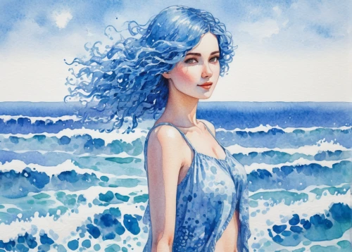 watercolor blue,watercolor mermaid,ocean blue,the sea maid,blue sea,blue water,blue waters,watercolor painting,watercolor women accessory,watercolor,sea-lavender,watercolor pin up,sea breeze,blue painting,blue hawaii,watercolor background,shades of blue,the wind from the sea,deep blue,watercolor paint,Conceptual Art,Daily,Daily 31