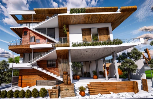 3d rendering,modern house,cubic house,cube stilt houses,eco-construction,render,build by mirza golam pir,modern architecture,wooden house,smart house,wooden facade,stilt houses,timber house,residential house,garden elevation,landscape design sydney,two story house,wooden houses,block balcony,mid century house