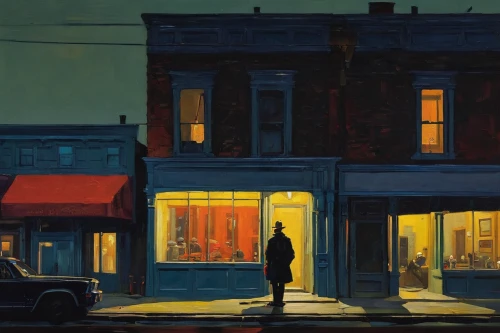night scene,evening atmosphere,store fronts,in the evening,street scene,early evening,evening city,the evening light,blue hour,lamplighter,summer evening,convenience store,before dawn,chinatown,james handley,late afternoon,evening light,martin fisher,steve medlin,orlovsky,Conceptual Art,Sci-Fi,Sci-Fi 01