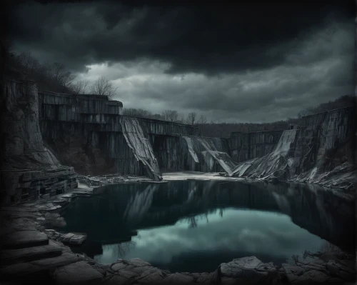 stone quarry,quarry,lago grey,hydroelectricity,wasserfall,falls of the cliff,hydropower plant,landscape photography,glacial lake,yellowstone,dam,photomanipulation,gorges of the danube,karst landscape,bow falls,niagara,fantasy landscape,volcanic lake,pool of water,the wolf pit,Conceptual Art,Fantasy,Fantasy 34