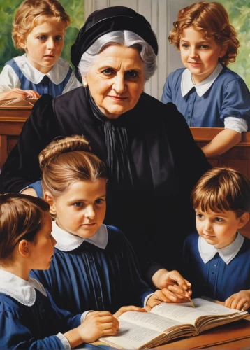 carmelite order,montessori,children studying,school children,the mother and children,children learning,blessing of children,correspondence courses,nuns,home schooling,school enrollment,contemporary witnesses,mother with children,mother and children,saint therese of lisieux,orphans,homeschooling,children drawing,church painting,parents with children,Conceptual Art,Daily,Daily 16