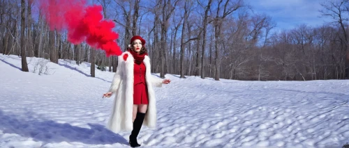 red coat,the snow queen,red smoke,suit of the snow maiden,scarlet witch,snow cherry,infinite snow,conceptual photography,scarlet beebalm,red white tassel,glory of the snow,snow angel,smoke bomb,red popsicle,red russian,eternal snow,digital compositing,red cape,long coat,red riding hood,Photography,Documentary Photography,Documentary Photography 29