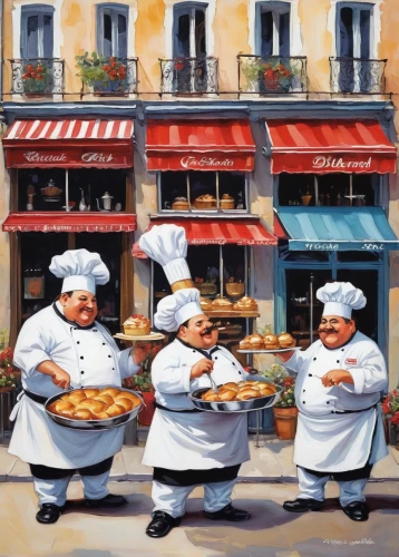 sicilian cuisine,pastry shop,french food,pâtisserie,bakery,chef hats,zeppole,pastry chef,bistro,boudin,pizzeria,bistrot,chefs,pizza supplier,italian food,pastries,chef,italian painter,baguettes,cuisine classique,Conceptual Art,Oil color,Oil Color 06