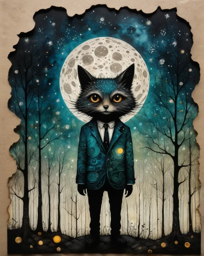 full moon,blue moon,moonbeam,full moon day,night administrator,werewolf,hanging moon,big moon,sleepwalker,wolfman,moonlit night,halloween illustration,moonshine,nocturnal,moon phase,violinist violinist of the moon,anthropomorphized animals,halloween cat,moon night,werewolves,Art,Artistic Painting,Artistic Painting 22