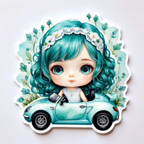 bridal car,flower car,girl in car,fiat 500 giardiniera,wedding car,dollhouse accessory,mint blossom,girl and car,artist doll,girl in a wreath,car sculpture,bonnet ornament,fiat 500,fiat500,toy car,fiat 518,wind-up toy,fiat 501,small car,volkswagen up,Illustration,Abstract Fantasy,Abstract Fantasy 11