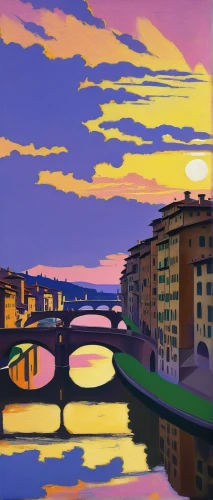 ponte vecchio,florentine,florence,firenze,arno river,sant'angelo bridge,la violetta,viola bridge,ponte sant'angelo,milan,modena,l'aquila,italian painter,pisa,milano,treviso,grand canal,tuscan,lombardy,dusk,Art,Classical Oil Painting,Classical Oil Painting 27