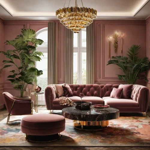 sitting room,sofa set,apartment lounge,chaise lounge,livingroom,gold-pink earthy colors,living room,interior design,pink leather,interior decor,modern decor,interior decoration,soft furniture,decor,luxury home interior,interiors,great room,contemporary decor,lounge,deco,Art,Classical Oil Painting,Classical Oil Painting 04